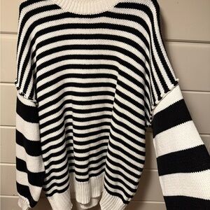 Boutique Black and White Striped Sweater NWOT.